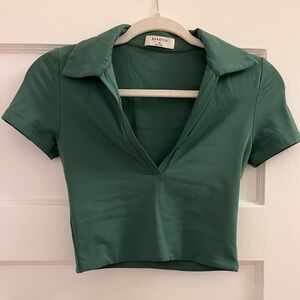 Aritzia Green Cropped Shirt